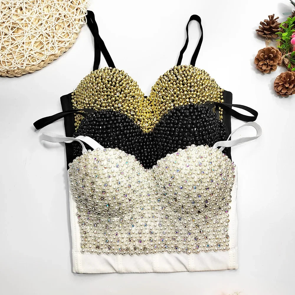 Visivane Diamond Sequin y2k Tank Top Shaper Blusa Camis Corset  Streetwear Bra Shirt Crop Tops