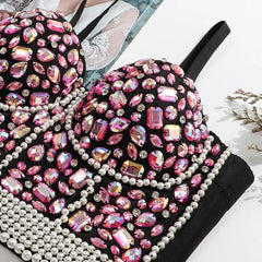 Visivane Diamond Sequin y2k Tank Top Shaper Blusa Camis Corset  Streetwear Bra Shirt Crop Tops