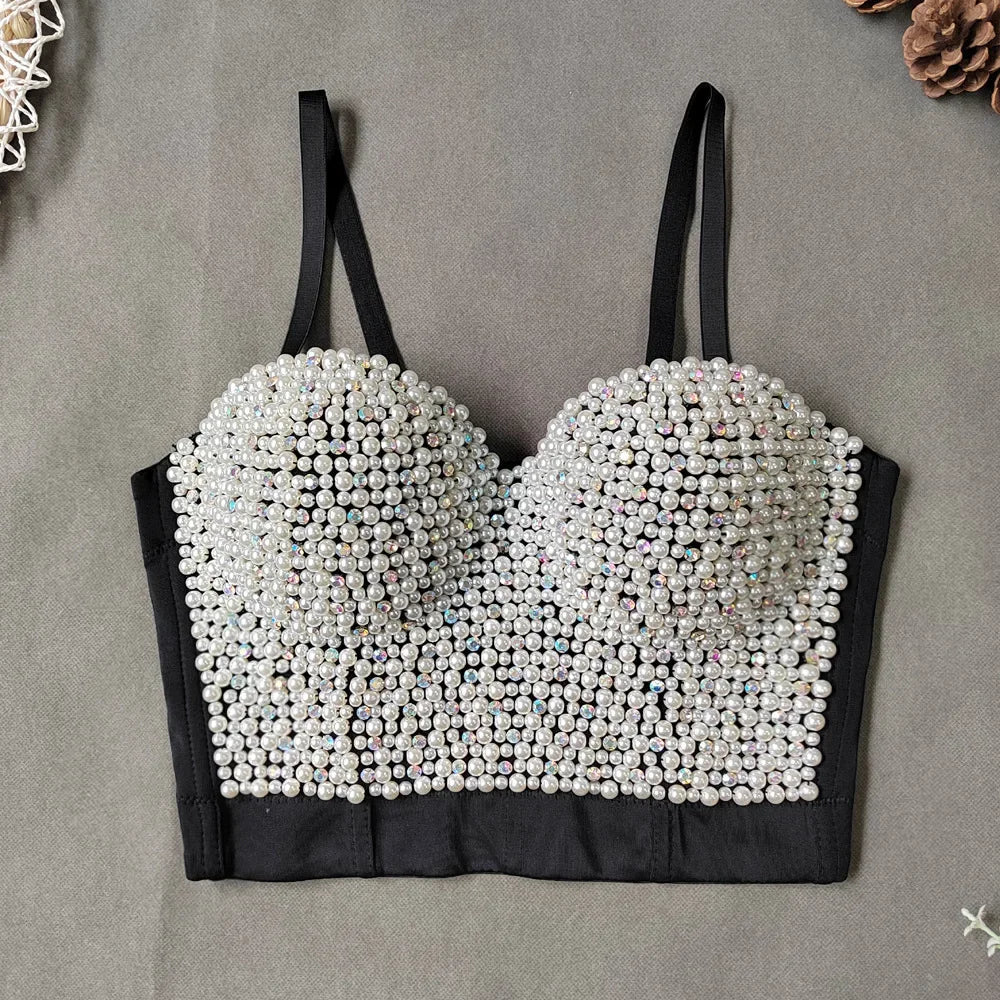 Visivane Diamond Sequin y2k Tank Top Shaper Blusa Camis Corset  Streetwear Bra Shirt Crop Tops