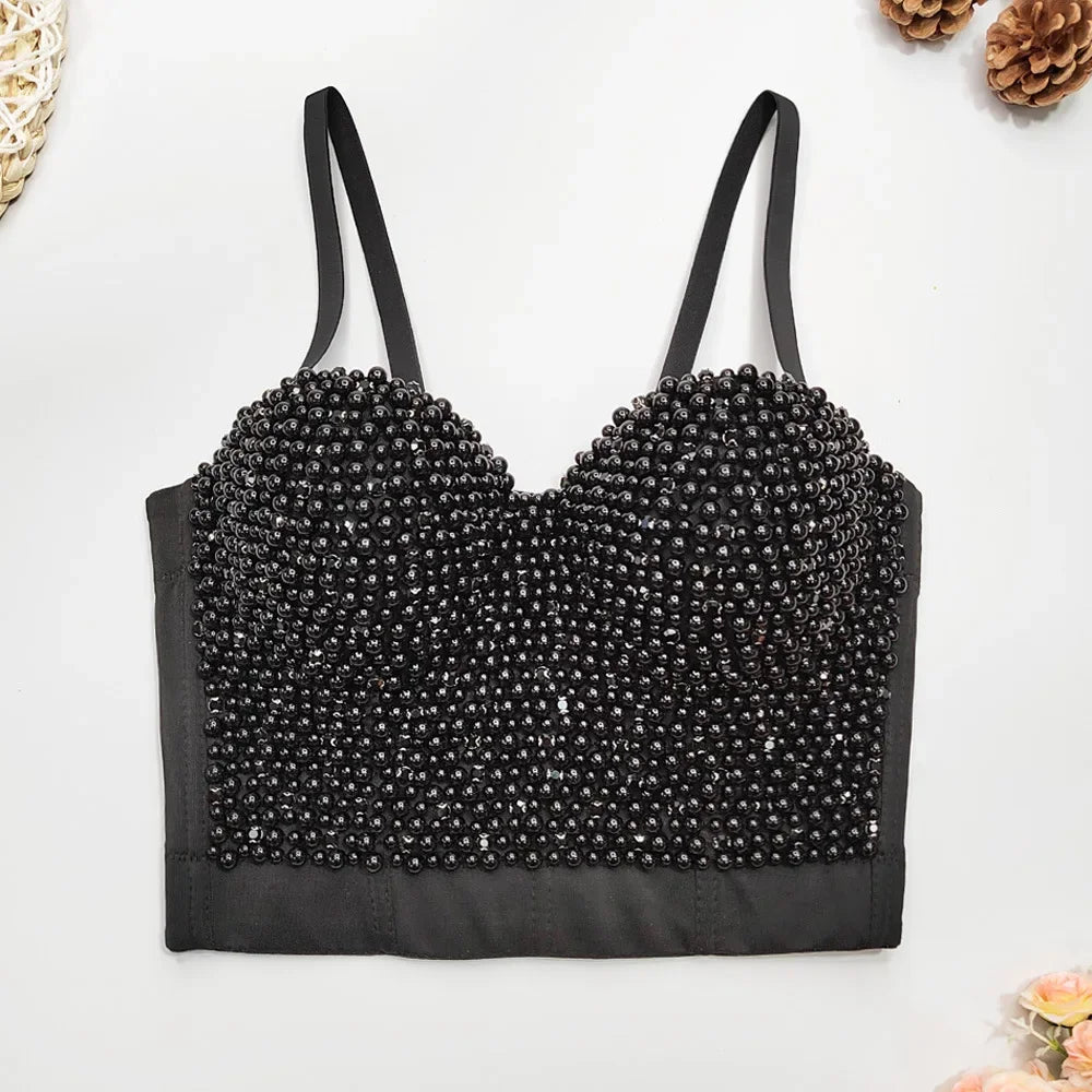 Visivane Diamond Sequin y2k Tank Top Shaper Blusa Camis Corset  Streetwear Bra Shirt Crop Tops