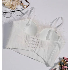 Visivane Tassel Feather Tanks Tops Streetwear Shirt Bra Blusa Camis Crop Top Corset