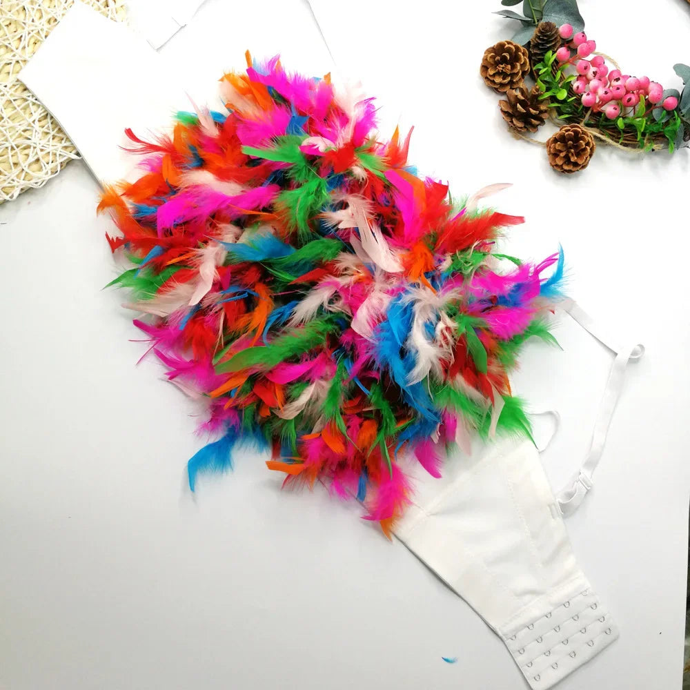 Visivane Tassel Feather Tanks Tops Streetwear Shirt Bra Blusa Camis Crop Top Corset