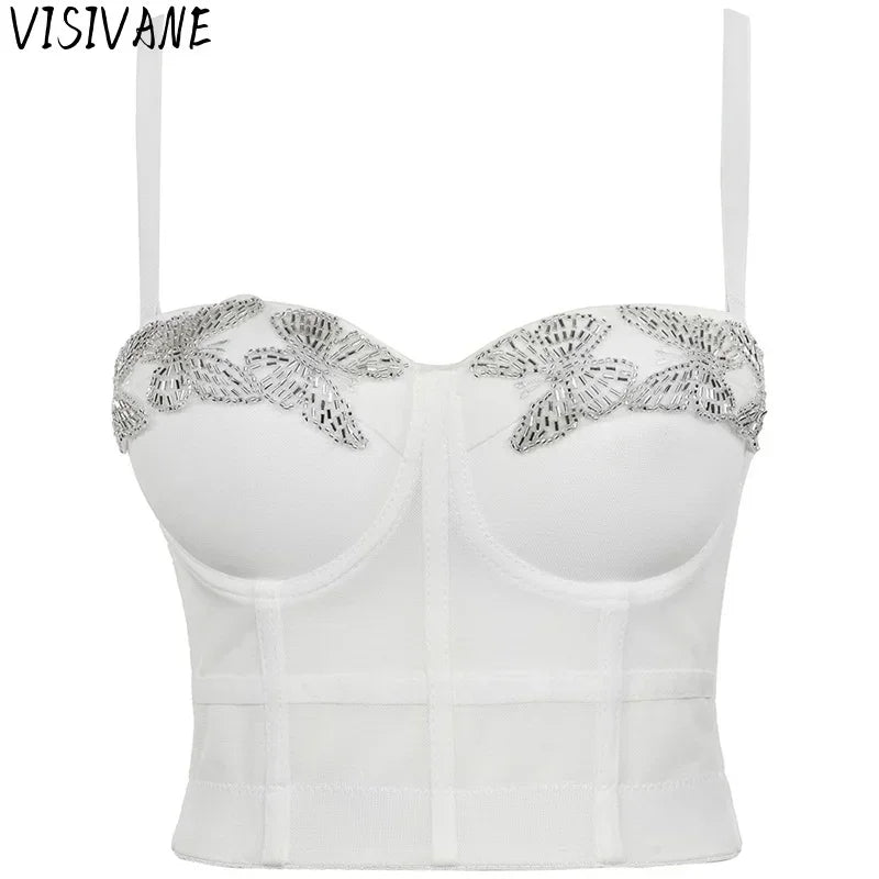 Visivane Crop Corset Tops Club Party Bra Tank Top Gothic Overbust Corsets Blusas Shirt  Bustiers