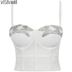 Visivane Crop Corset Tops Club Party Bra Tank Top Gothic Overbust Corsets Blusas Shirt  Bustiers
