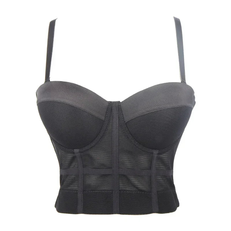 Visivane Crop Corset Tops Club Party Bra Tank Top Gothic Overbust Corsets Blusas Shirt  Bustiers