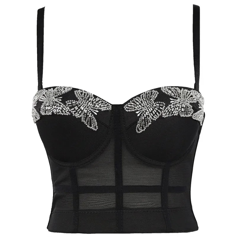 Visivane Crop Corset Tops Club Party Bra Tank Top Gothic Overbust Corsets Blusas Shirt  Bustiers