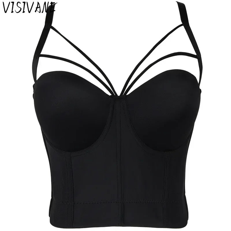 Visivane Crop Corset Tops Club Party Bra Tank Top Gothic Overbust Corsets Blusas Shirt  Bustiers