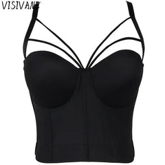 Visivane Crop Corset Tops Club Party Bra Tank Top Gothic Overbust Corsets Blusas Shirt  Bustiers