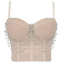 Visivane Tops Corset Y2k Beading Club Ropa Mujer Sling Streetwears Party