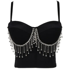 Visivane Tops Corset Y2k Beading Club Ropa Mujer Sling Streetwears Party