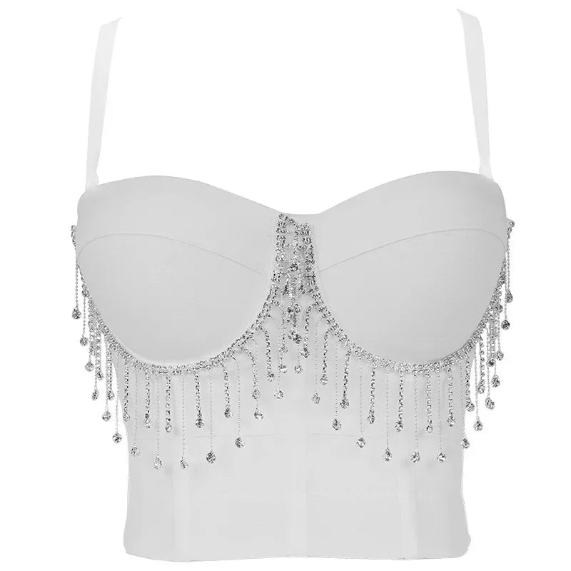 Visivane Tops Corset Y2k Beading Club Ropa Mujer Sling Streetwears Party