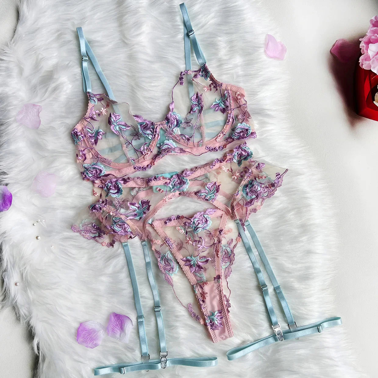 Sets Erotic Lingerie Underwear Set See-through Lingrie Femme Bra and Thongs to Set Bras