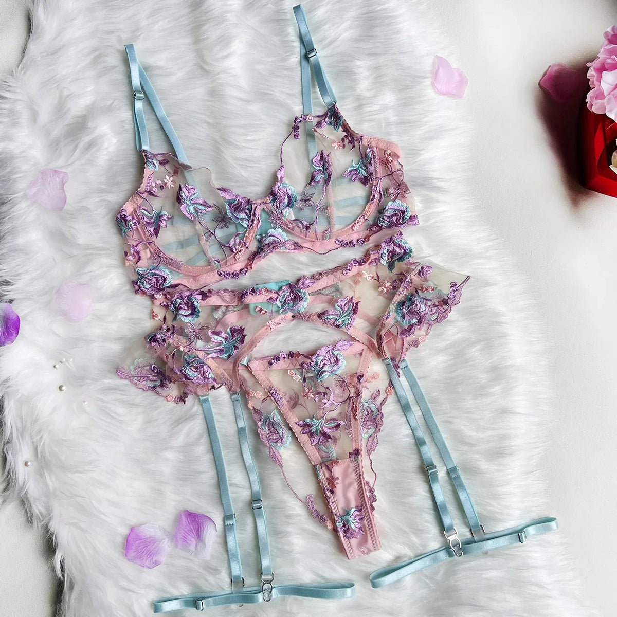 Sets Erotic Lingerie Underwear Set See-through Lingrie Femme Bra and Thongs to Set Bras