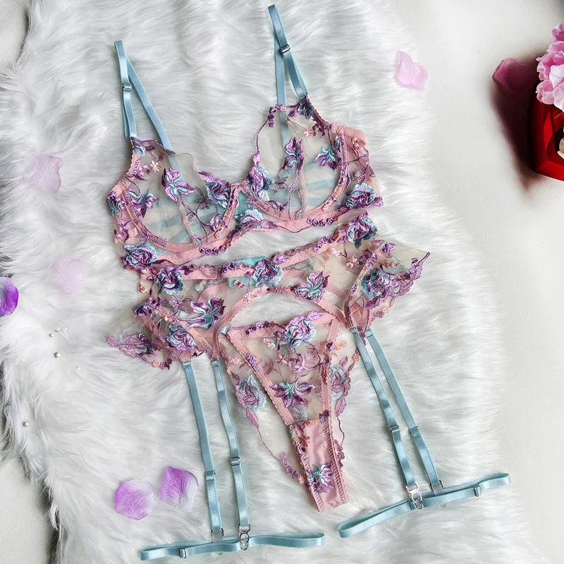 Sets Erotic Lingerie Underwear Set See-through Lingrie Femme Bra and Thongs to Set Bras