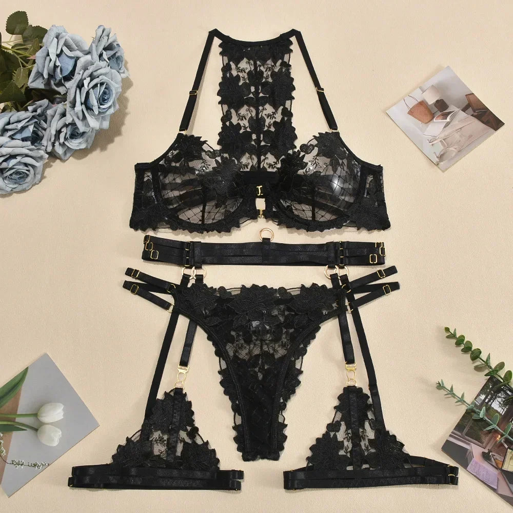 Underwear Set Lingerie Fancy Products Set Bra See-through Bralettes Bh Below Lingeries Bras