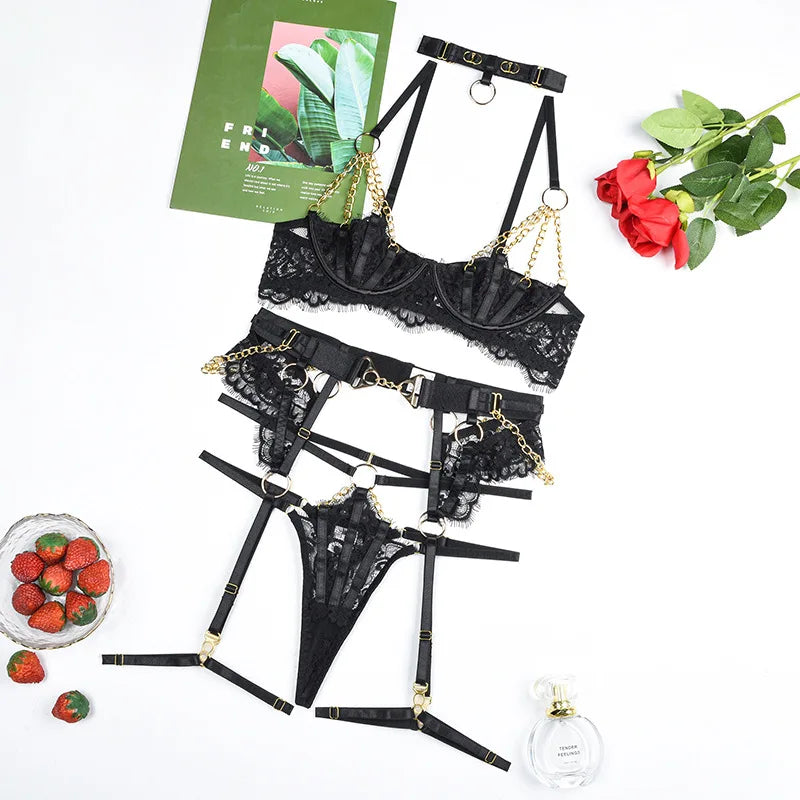 Underwear Set Lingerie Transparent Bra and Panties Sets Romantic Lingeries Set Thong Bras