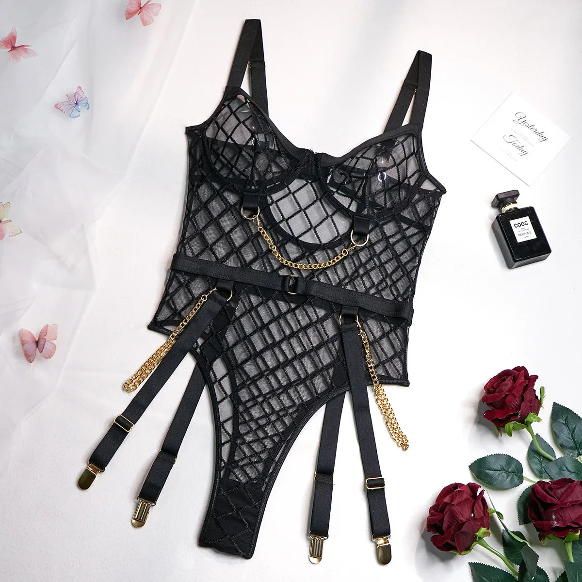 Underwear Sets Erotic Lingerie Sex Lingeries Sets With Garter and Stockings Bra and Panty Set
