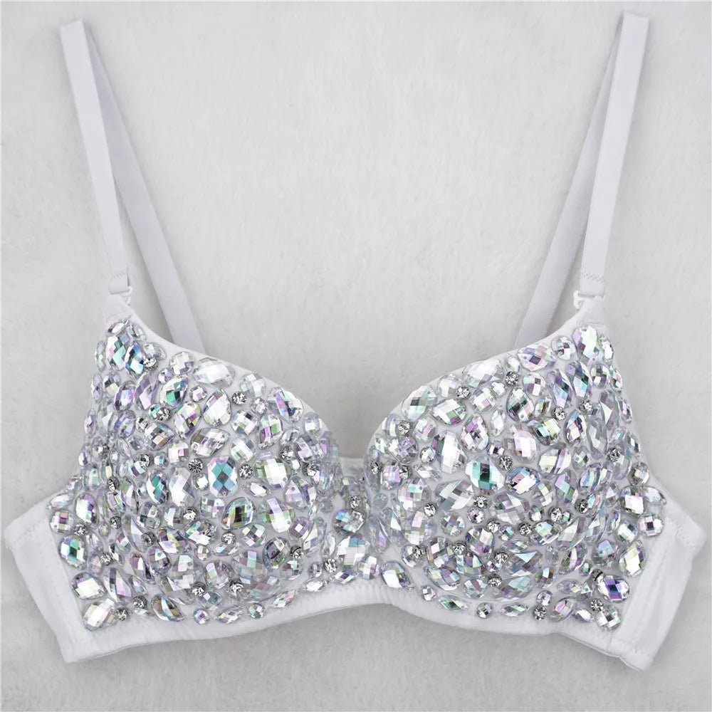Y2k Top Shirtssweet Party Night Club Corset Tank Tops Bra Bling Diamond Rhinestone