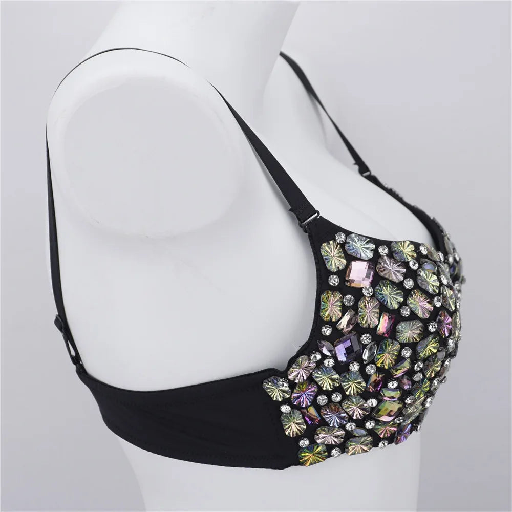 Y2k Top Shirtssweet Party Night Club Corset Tank Tops Bra Bling Diamond Rhinestone