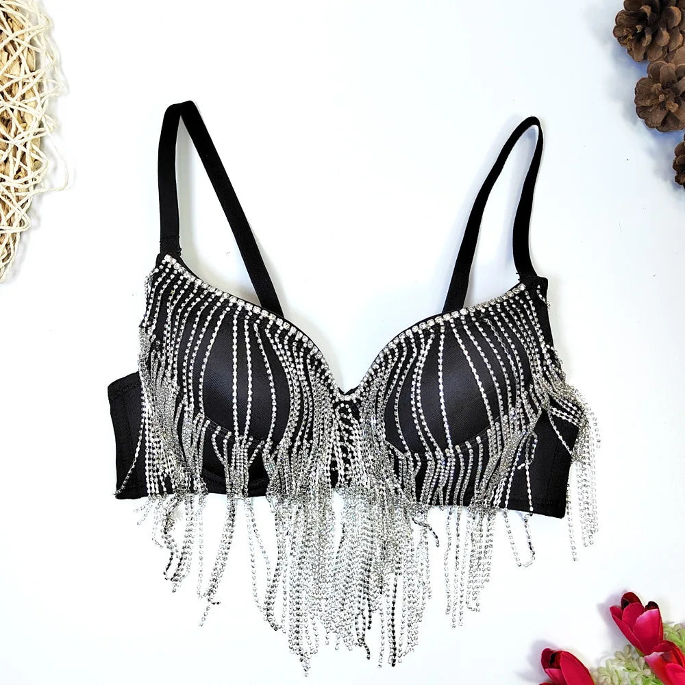 Y2k Top Shirtssweet Party Night Club Corset Tank Tops Bra Bling Diamond Rhinestone
