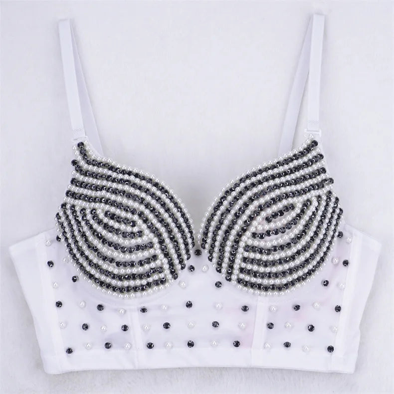 Y2k Top Shirtssweet Party Night Club Corset Tank Tops Bra Bling Diamond Rhinestone