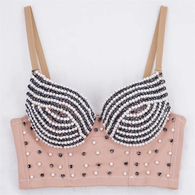 Y2k Top Shirtssweet Party Night Club Corset Tank Tops Bra Bling Diamond Rhinestone