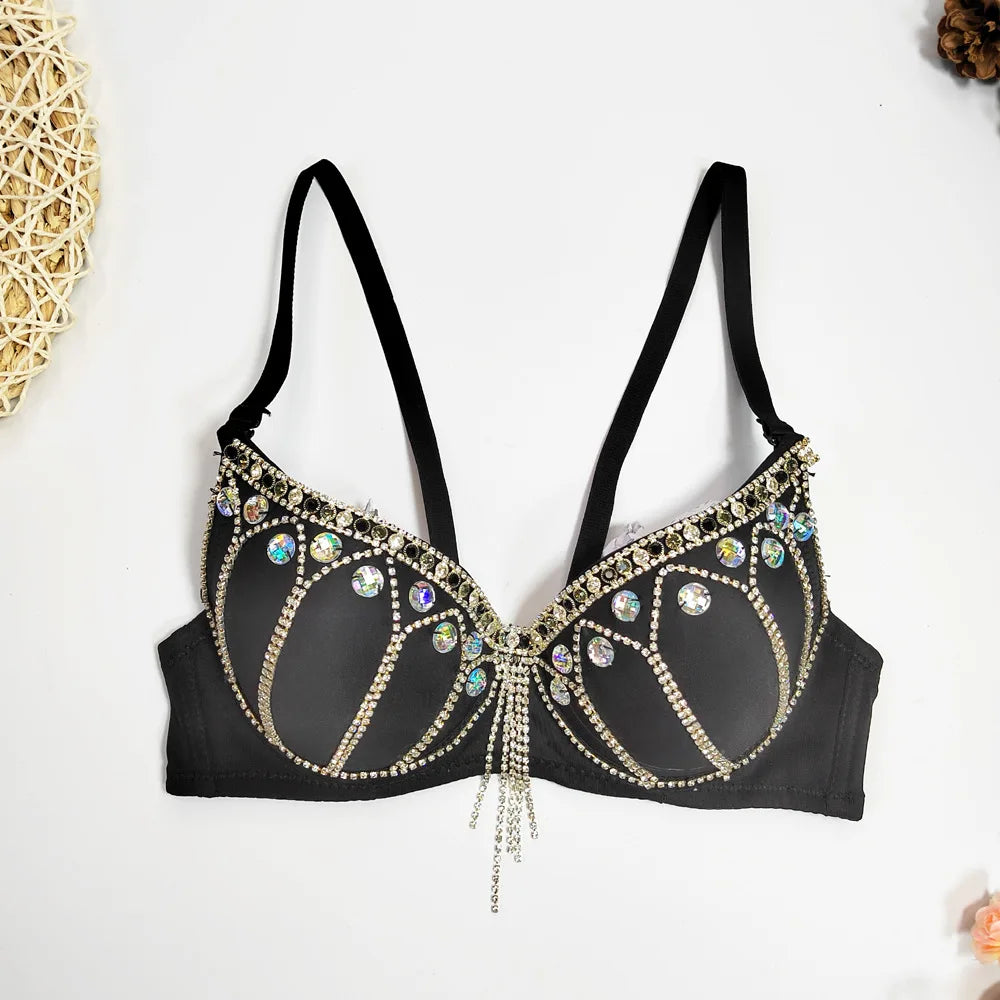 Y2k Top Shirtssweet Party Night Club Corset Tank Tops Bra Bling Diamond Rhinestone