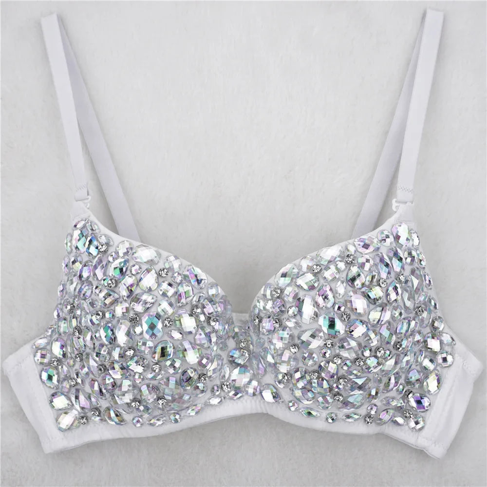 Y2k Top Shirtssweet Party Night Club Corset Tank Tops Bra Bling Diamond Rhinestone
