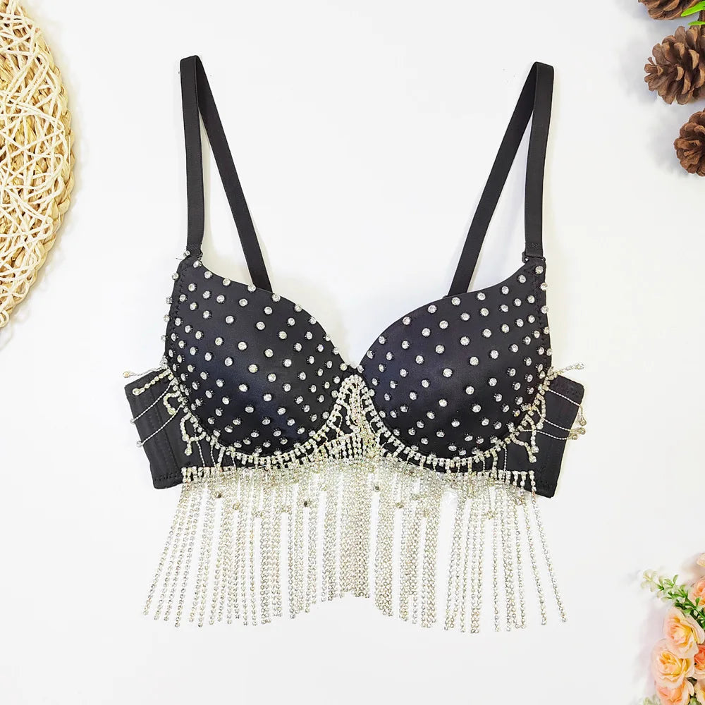 Y2k Top Shirtssweet Party Night Club Corset Tank Tops Bra Bling Diamond Rhinestone