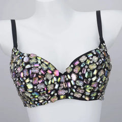 Y2k Top Shirtssweet Party Night Club Corset Tank Tops Bra Bling Diamond Rhinestone