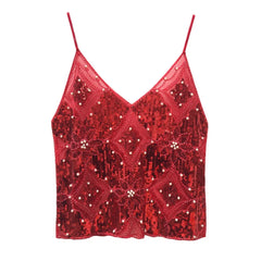 Y2k Tops Tank Top Sequinstie Club Stage Show Streetwearsweet Camis Tees