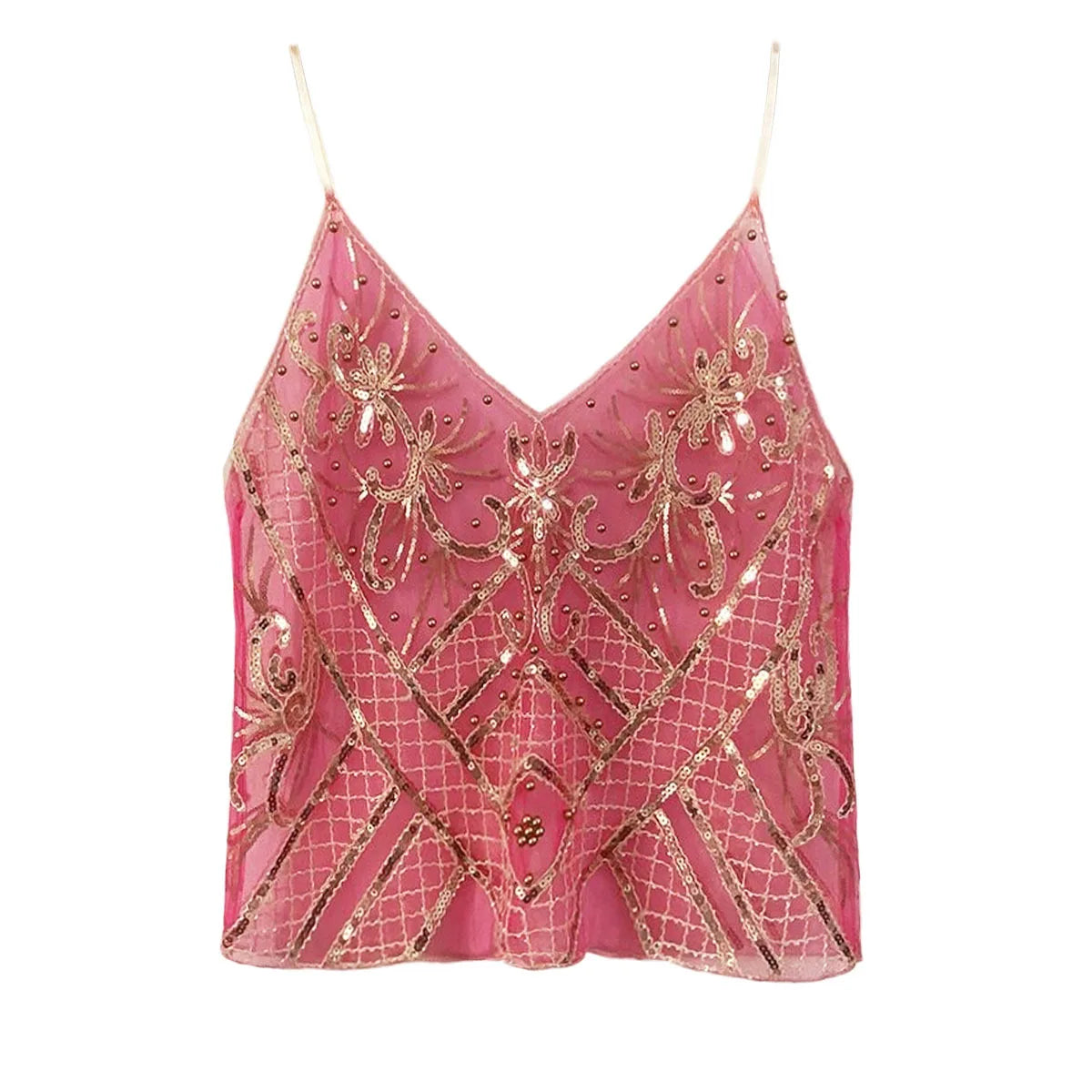 Y2k Tops Tank Top Sequinstie Club Stage Show Streetwearsweet Camis Tees