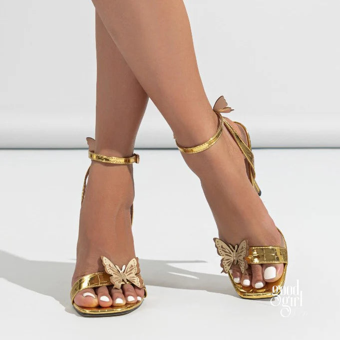 Aavya Gold Butterfly Stiletto Heels