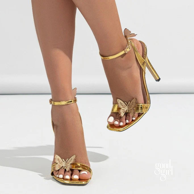 Aavya Gold Butterfly Stiletto Heels