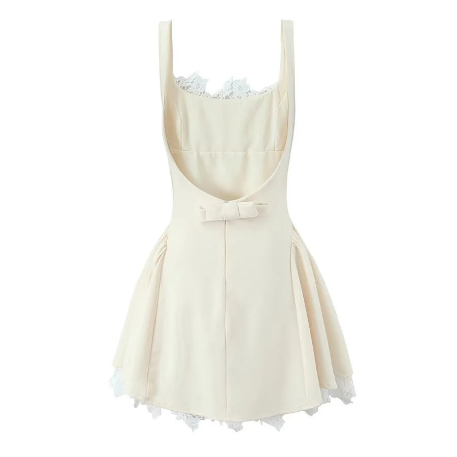 Adelyne Square-Neck Bow Back Mini Dress