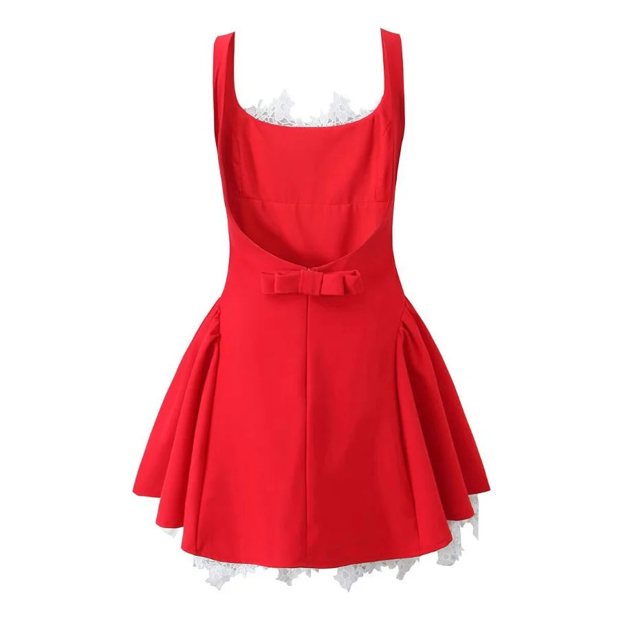 Adelyne Square-Neck Bow Back Mini Dress