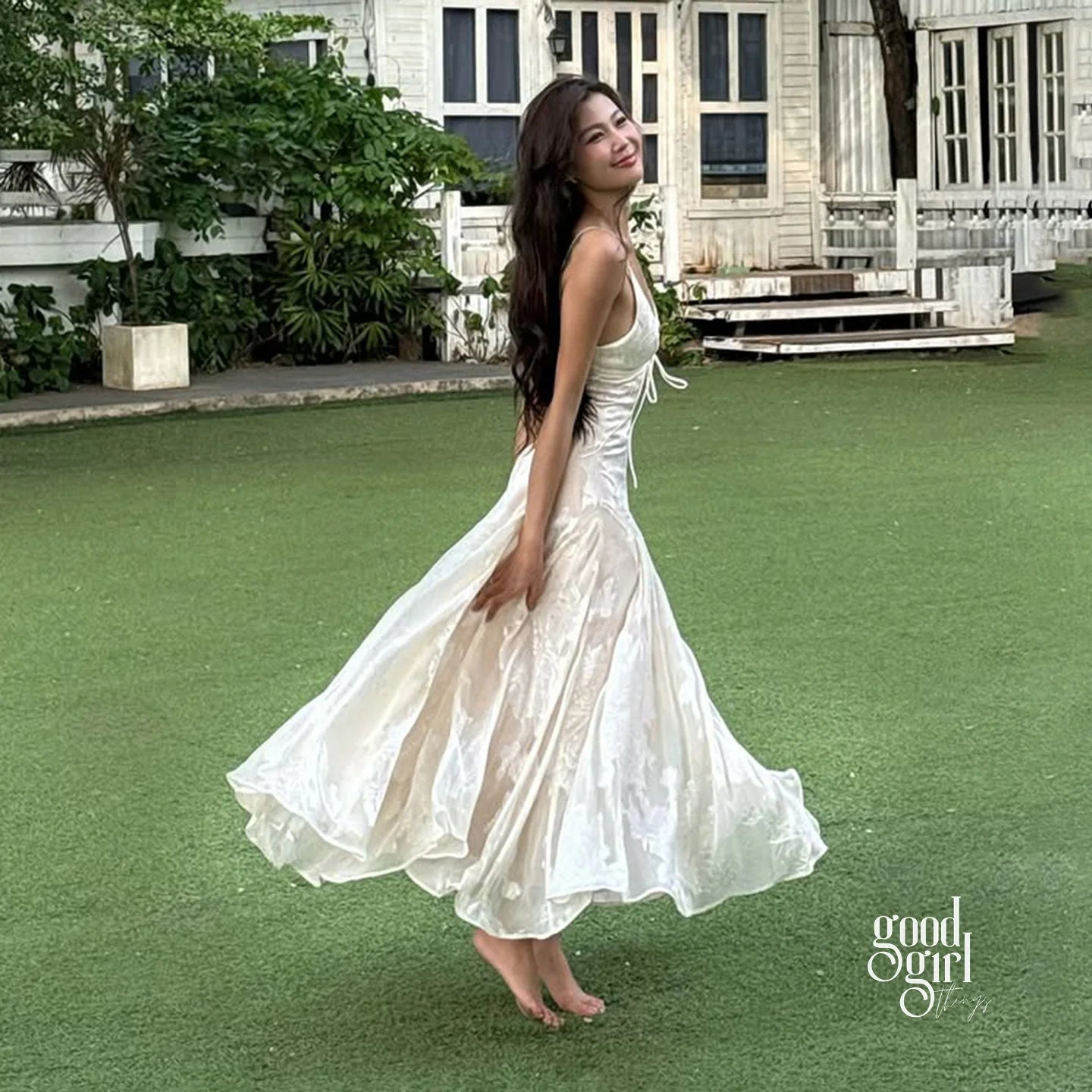 Aine Lace Slip Midi Dress