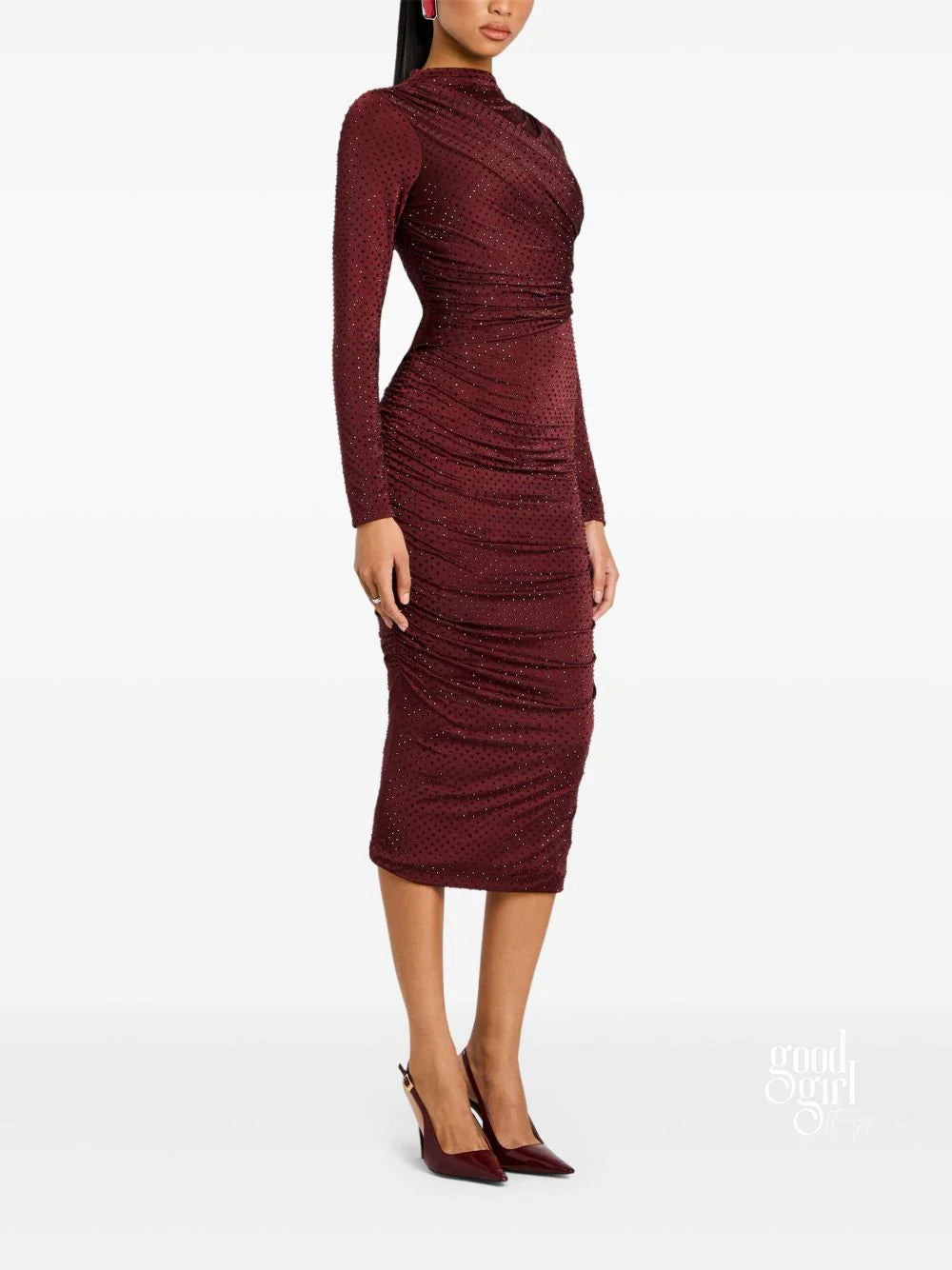 Aiza Embellished Pleated Maxi Dress