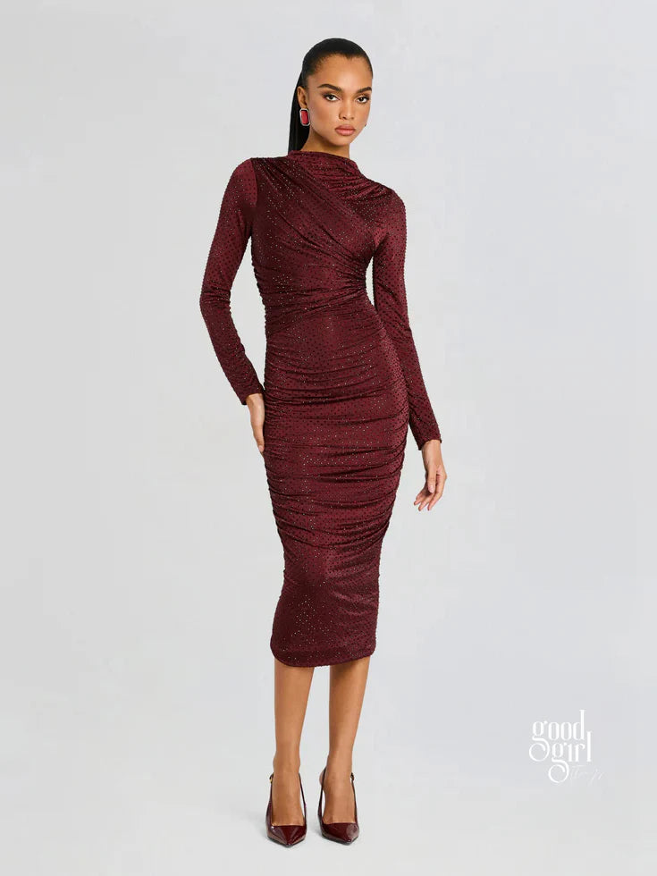 Aiza Embellished Pleated Maxi Dress