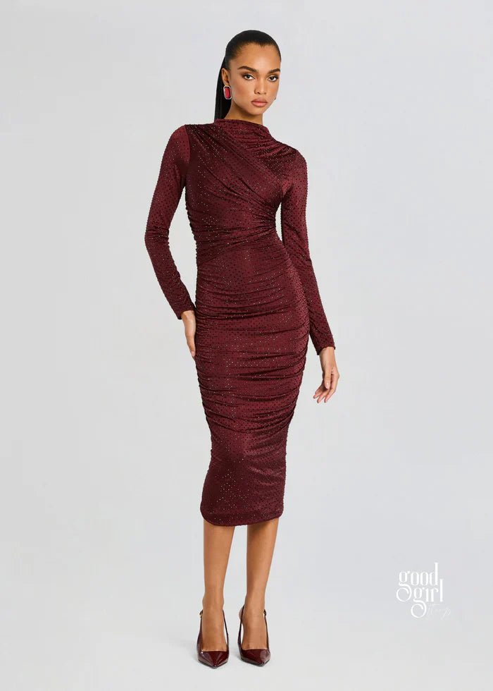Aiza Embellished Pleated Maxi Dress