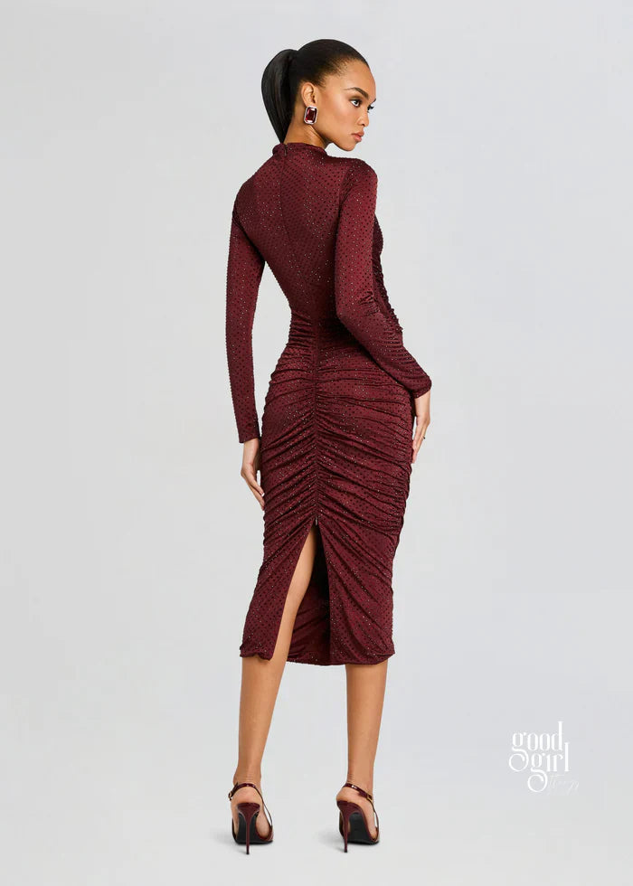 Aiza Embellished Pleated Maxi Dress