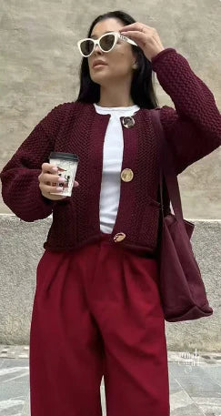 Alexys Button-Front Knit Cardigan