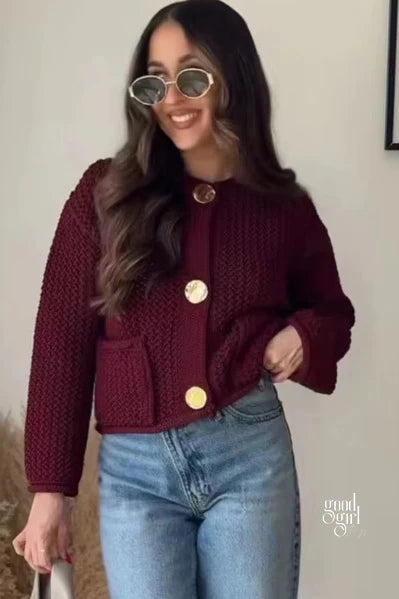 Alexys Button-Front Knit Cardigan