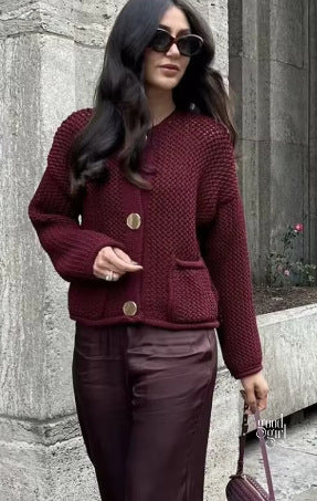 Alexys Button-Front Knit Cardigan