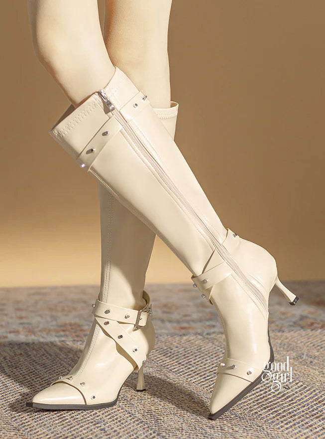 Valeria Buckle Strap Knee-High Boots