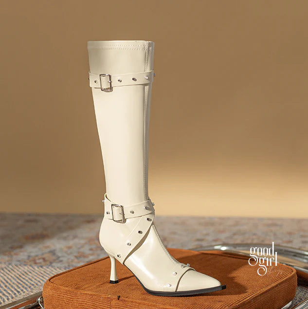 Valeria Buckle Strap Knee-High Boots