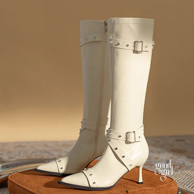 Valeria Buckle Strap Knee-High Boots