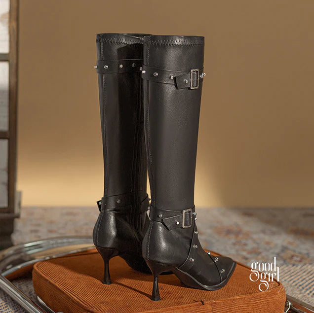 Valeria Buckle Strap Knee-High Boots