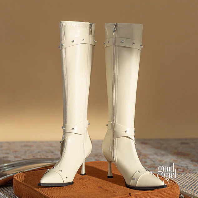Valeria Buckle Strap Knee-High Boots