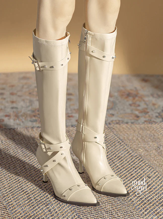 Valeria Buckle Strap Knee-High Boots